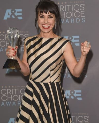 Russ Lamoureux's wife, Constance Zimmer with her critics choice award.